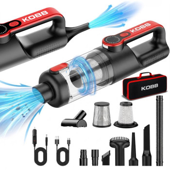 KOBB KBV20 12Volt/ Li ion Şarjlı Kömürsüz Motor Hibrit Araç Süpürgesi + 8 Parça Aksesuar Seti + Taşıma Çantası