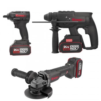 Kress KRKS1 KUB30.2 + KU390.4 + KUH10.2 20Volt/4Ah. 6 Adet Akülü Profesyonel Kombo Set