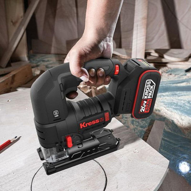 Kress KUE26 20Volt 4.0Ah Li ion Çift Akülü Profesyonel Kömürsüz Devir Ayarlı Şarjlı Dekupaj Testere