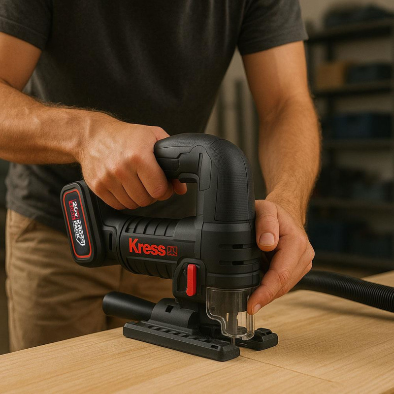 Kress KUE26 20Volt 4.0Ah Li ion Çift Akülü Profesyonel Kömürsüz Devir Ayarlı Şarjlı Dekupaj Testere
