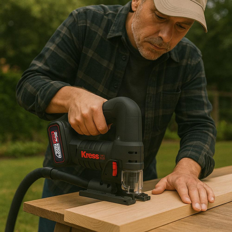 Kress KUE26 20Volt 4.0Ah Li ion Çift Akülü Profesyonel Kömürsüz Devir Ayarlı Şarjlı Dekupaj Testere