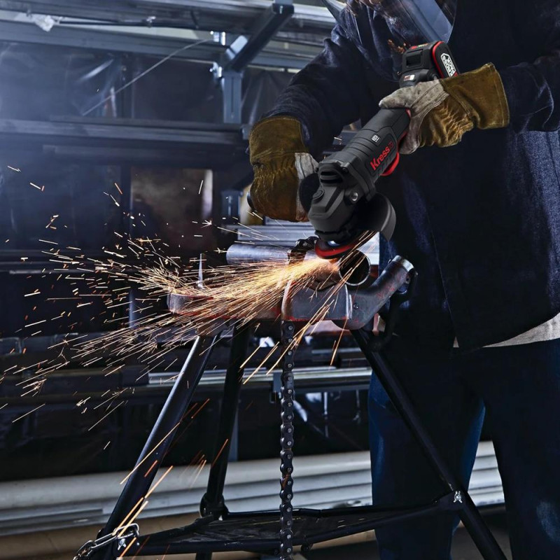 Kress KUH04.1 20Volt 5.0Ah. Li ion Çift Akülü 125mm Kömürsüz Profesyonel Devir Ayarlı Alttan Tetikli Avuç Taşlama