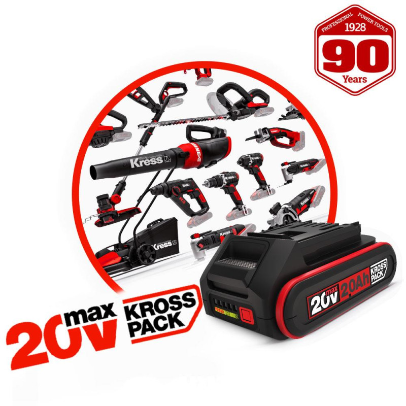 Kress KUH04.1 20Volt 5.0Ah. Li ion Çift Akülü 125mm Kömürsüz Profesyonel Devir Ayarlı Alttan Tetikli Avuç Taşlama