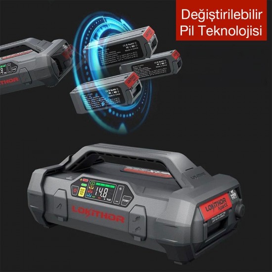 Lokithor APARTX 12V Akıllı Akü Takviye + Pompa + Powerbank + Led Lamba (Akü Dahil Değildir)