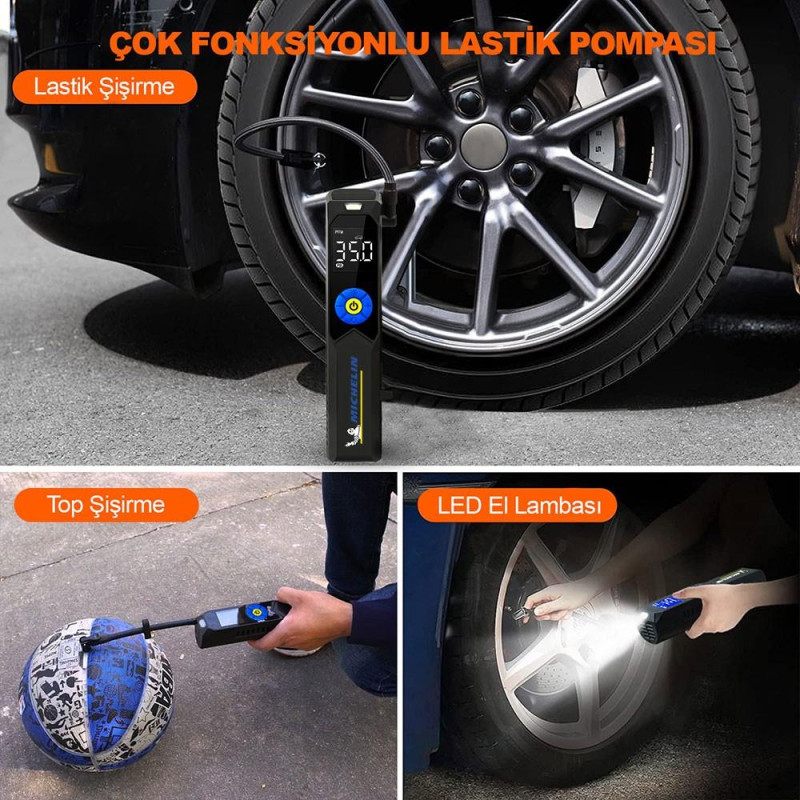 Michelin MC34648 Şarjlı Li ion 150 PSI Taşınabilir Dijital Basınç Göstergeli Led Aydınlatmalı Lastik Şişirme Pompası Michelin MC34648 Şarjlı Li ion 150 PSI Taşınabilir Dijital Basınç Göstergeli Led Aydınlatmalı Lastik Şişirme Pompası