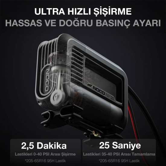 NOCO AIR20 12Volt Akü Bağlantı Maşalı 100 PSI Ayarlanabilir Dijital Basınç Göstergeli Profesyonel Lastik Şişirme Pompası NOCO AIR20 12Volt Akü Bağlantı Maşalı 100 PSI Ayarlanabilir Dijital Basınç Göstergeli Profesyonel Lastik Şişirme Pompası