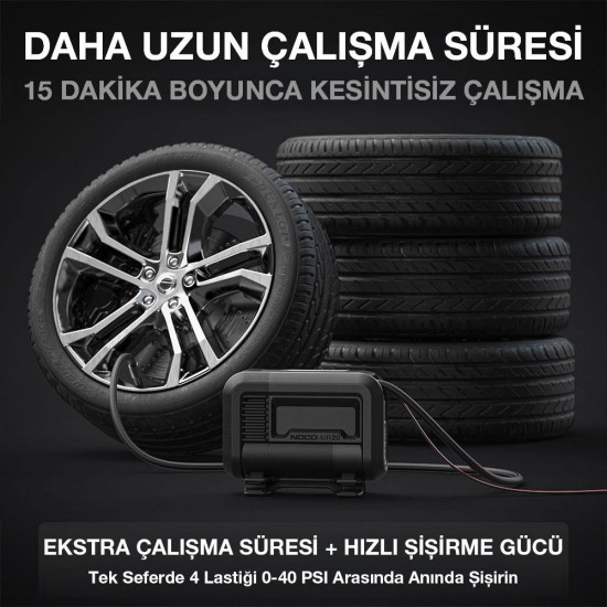NOCO AIR20 12Volt Akü Bağlantı Maşalı 100 PSI Ayarlanabilir Dijital Basınç Göstergeli Profesyonel Lastik Şişirme Pompası NOCO AIR20 12Volt Akü Bağlantı Maşalı 100 PSI Ayarlanabilir Dijital Basınç Göstergeli Profesyonel Lastik Şişirme Pompası