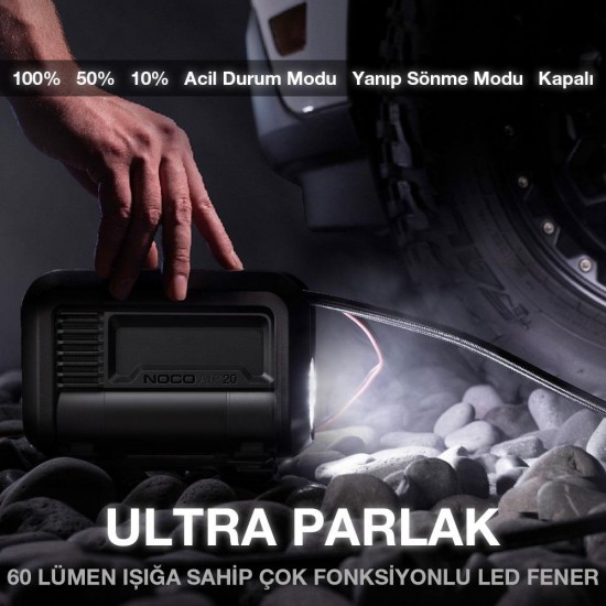 NOCO AIR20 12Volt Akü Bağlantı Maşalı 100 PSI Ayarlanabilir Dijital Basınç Göstergeli Profesyonel Lastik Şişirme Pompası NOCO AIR20 12Volt Akü Bağlantı Maşalı 100 PSI Ayarlanabilir Dijital Basınç Göstergeli Profesyonel Lastik Şişirme Pompası