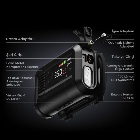 NOCO AX65 12V Lityum 2000Amp Akıllı Akü Takviye + Pompa + Powerbank + Led Lamba NOCO AX65 12V Lityum 2000Amp Akıllı Akü Takviye + Pompa + Powerbank + Led Lamba