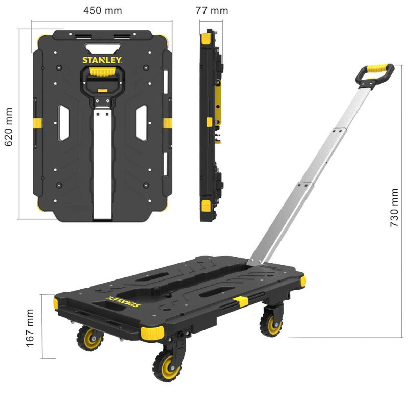 Stanley PC532B 137kg 62x45cm Dört Tekerli Çekme Kollu Yük ve Paket Taşıma Arabası + FT505 Çok Amaçlı Taşıma Sepeti Stanley PC532B 137kg 62x45cm Dört Tekerli Çekme Kollu Yük ve Paket Taşıma Arabası + FT505 Çok Amaçlı Taşıma Sepeti