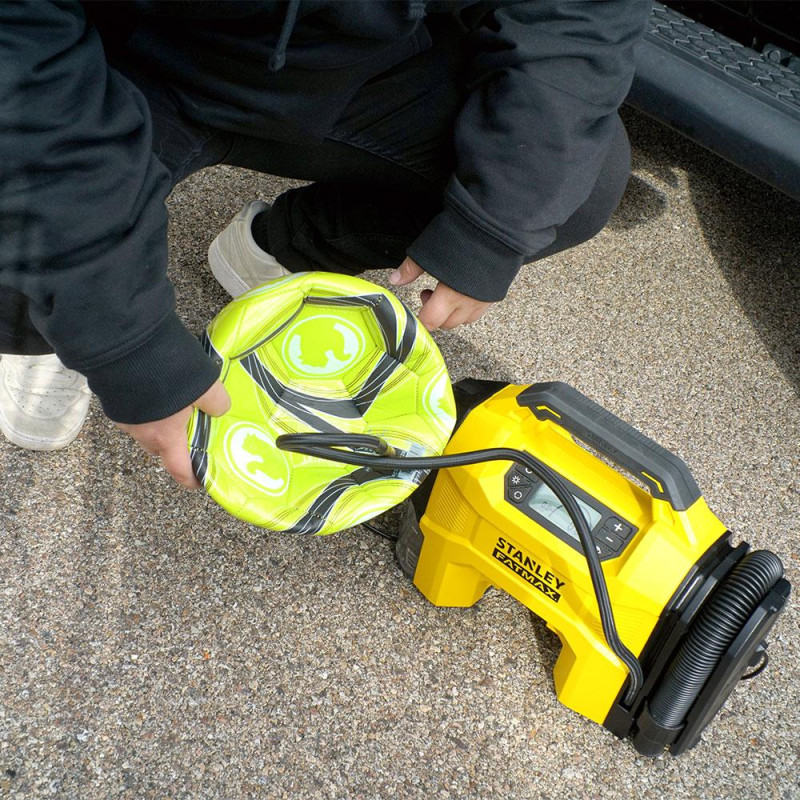 Stanley SXVI02001A 12V/18V 2Ah Li ion Şarjlı 160 PSI Dijital Göstergeli Lastik&Yatak Şişirme Pompası+Araç Süpürgesi Stanley SXVI02001A 12V/18V 2Ah Li ion Şarjlı 160 PSI Dijital Göstergeli Lastik&Yatak Şişirme Pompası+Araç Süpürgesi