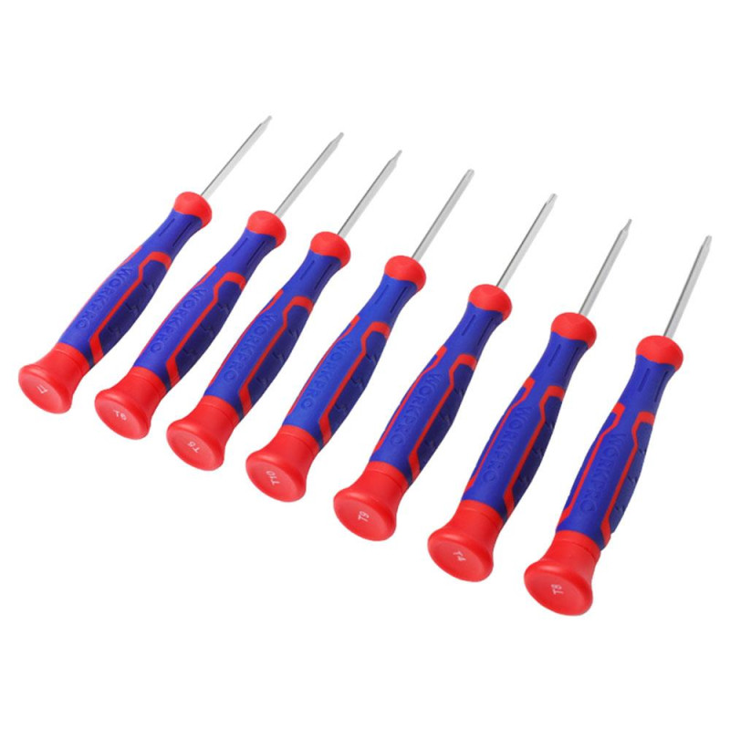 WORKPRO WP200510 7 Parça Profesyonel CR V Manyetik Hassas Torx Tornavida Seti