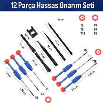 WORKPRO WP200531 12 Parça CR V Elektronikçi Hassas Profesyonel Onarım Seti