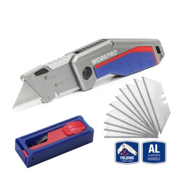 WORKPRO WP211012 Ağır Hizmet Alüminyum Gövde Katlanır Rötuş Maket Bıçağı + 10 Adet Yedek Bıçak WORKPRO WP211012 Ağır Hizmet Alüminyum Gövde Katlanır Rötuş Maket Bıçağı + 10 Adet Yedek Bıçak
