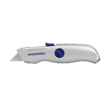 WORKPRO WP213007 Alüminyum Gövde Otomatik Geri Çekilebilir Rötuş Maket Bıçağı WORKPRO WP213007 Alüminyum Gövde Otomatik Geri Çekilebilir Rötuş Maket Bıçağı