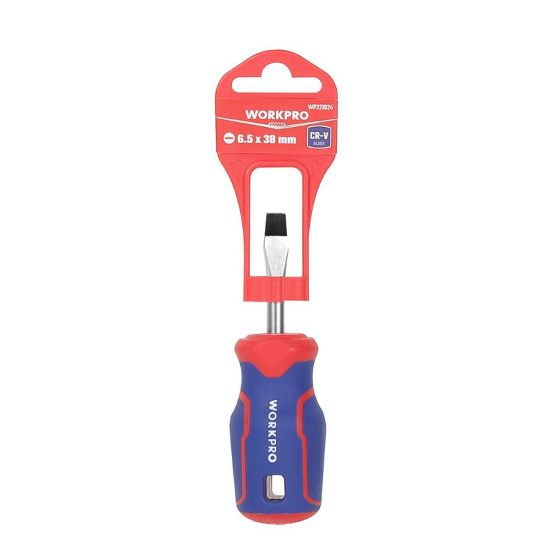 WORKPRO WP221024 6.5x38mm CR V Manyetik Profesyonel Düz Topaç Tornavida