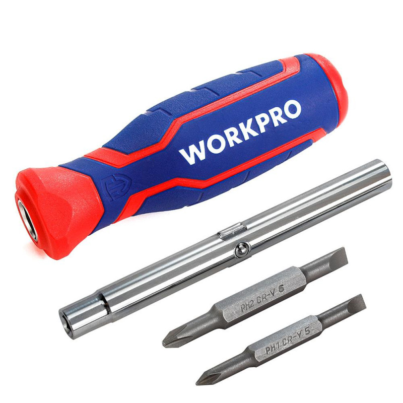WORKPRO WP221046 6 IN 1 Profesyonel Çok Fonksli ionlu Değişken Uçlu Tornavida Seti