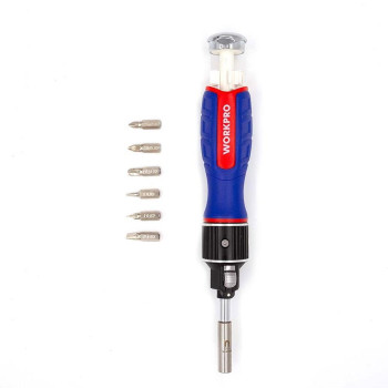 WORKPRO WP221069 6 IN 1 Profesyonel CR V Cırcırlı Manyetik Tornavida Seti