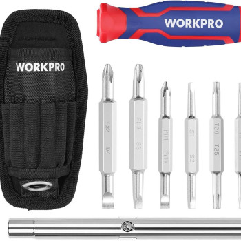 WORKPRO WP221306 15 IN 1 Çok Fonksli ionlu Değişken Uçlu Profesyonel Tornavida Seti + Bel Askı Kılıfı