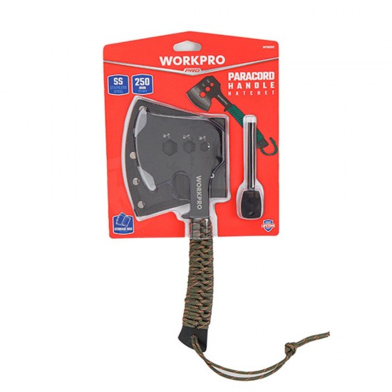 WORKPRO WP383002 250MM Çok Fonksiyonlu Kamp Baltası + Magnezyum Ateşleyici