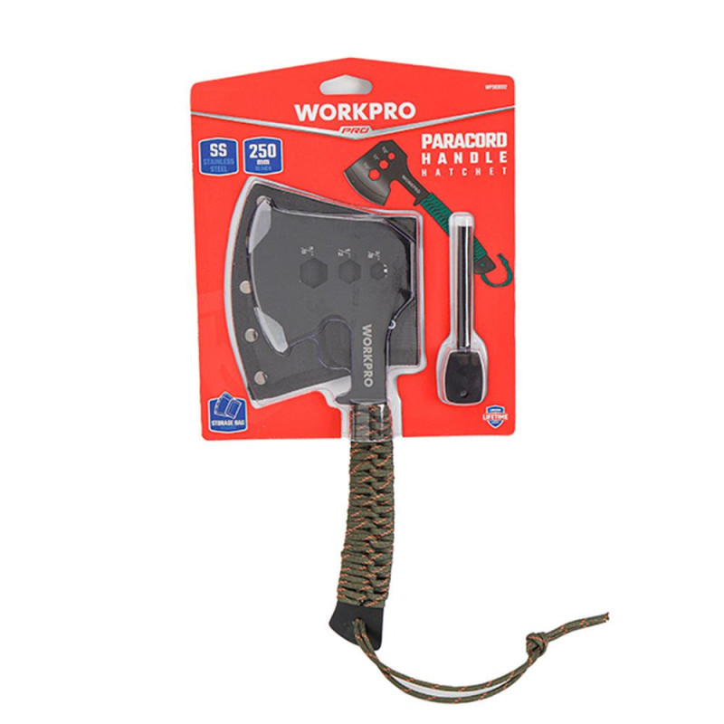 WORKPRO WP383002 250MM Çok Fonksli ionlu Kamp Baltası + Magnezyum Ateşleyici