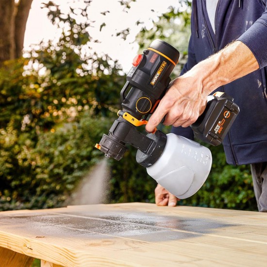 WORX WX020 20Volt 4.0Ah. Li-ion Tek Akülü Kömürsüz Devir Ayarlı Boya Tabancası + 4 Parça Yedek Nozul/Meme WORX WX020 20Volt 4.0Ah. Li-ion Tek Akülü Kömürsüz Devir Ayarlı Boya Tabancası + 4 Parça Yedek Nozul/Meme