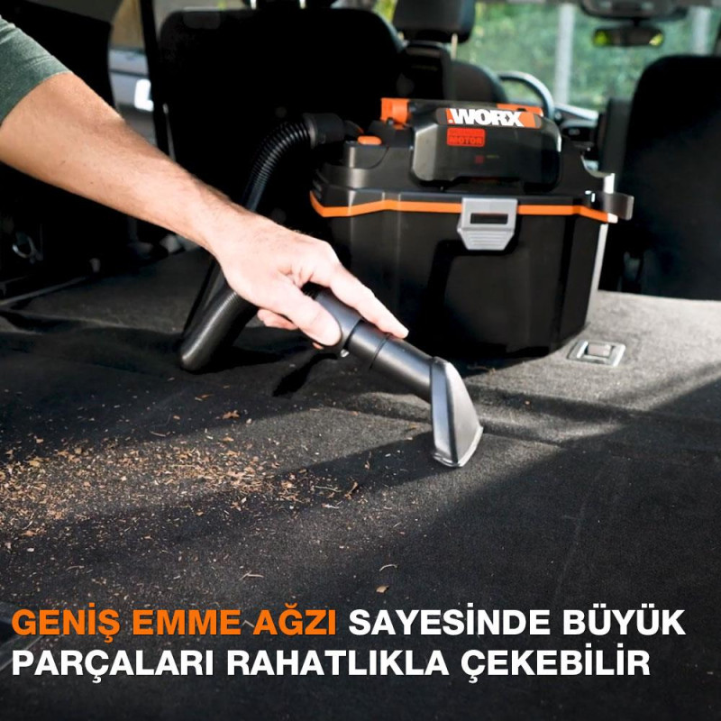 WORX WX031.9 20Volt 200W/16Kpa Li ion Kömürsüz Flexi Esnek Hortumlu Islak/Kuru Süpürge & Üfleme (Akü Dahil Değildir)