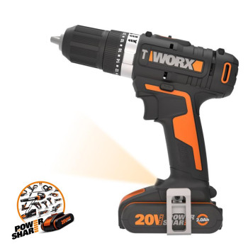 WORX WX370.1 20Volt/2.0Ah. Li ion Çift Akülü Profesyonel Şarjlı Darbeli Matkap