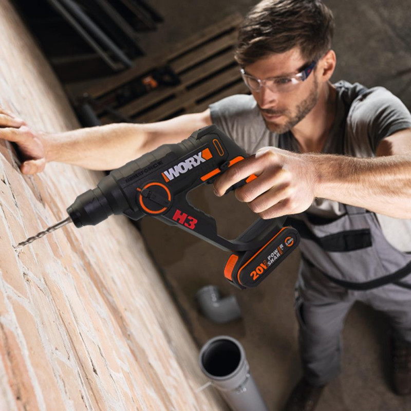 WORX WX390.1 20Volt 2.0Ah. Li ion 1.2J Profesyonel SDS Plus Pnömatik Çift Akülü Şarjlı Matkap + 8 Adet Uç + Mandren WORX WX390.1 20Volt 2.0Ah. Li ion 1.2J Profesyonel SDS Plus Pnömatik Çift Akülü Şarjlı Matkap + 8 Adet Uç + Mandren