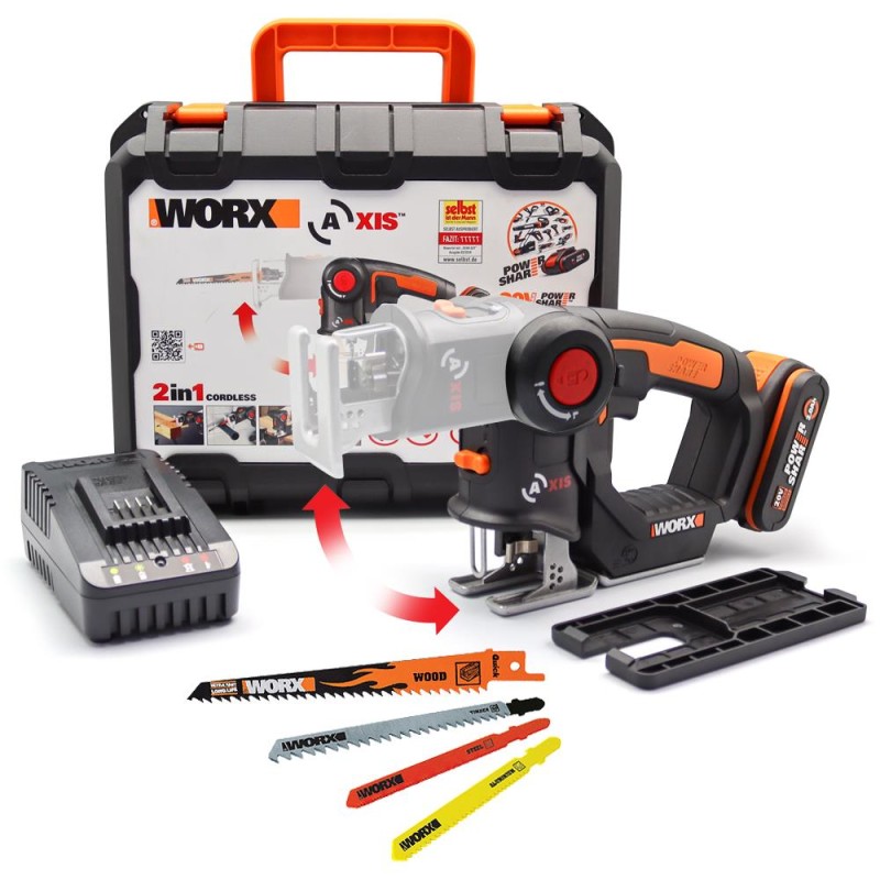 WORX WX550 20Volt 2.0Ah. Li-ion Profesyonel Dekupaj ve Tilki Kuyruğu Testere WORX WX550 20Volt 2.0Ah. Li-ion Profesyonel Dekupaj ve Tilki Kuyruğu Testere