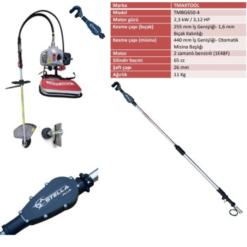 TmaxTool TMBG650 4 3.12bg 65cc 26mm 11kg Sırt Tipi Kancalı Dal Sarsıcı Benzinli Zeytin Hasat Makinesi